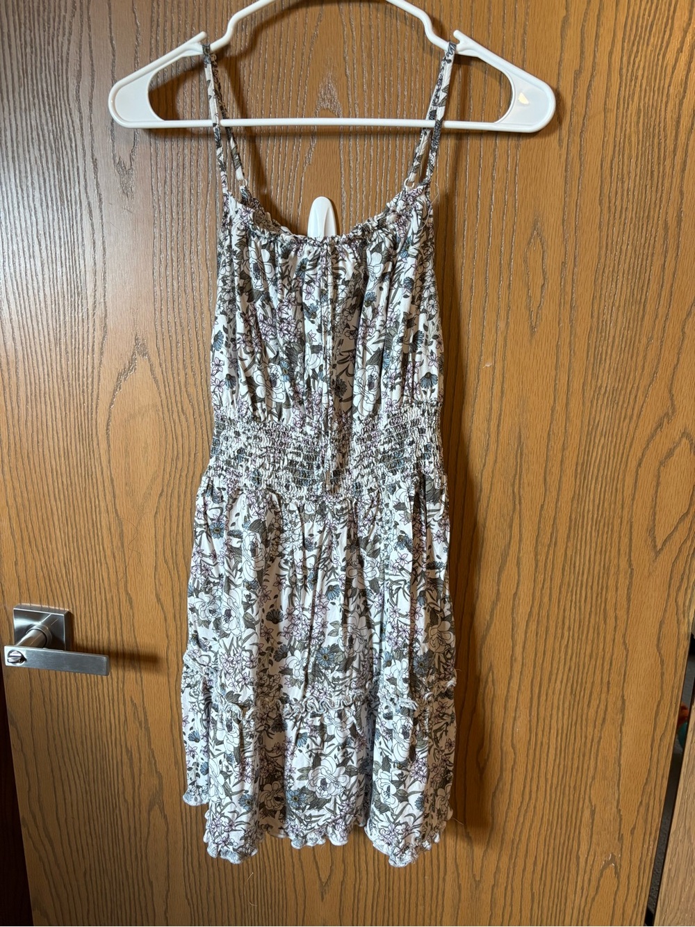 Smocked Floral Mini Dress in White and Floral - Lightweight Summer Style